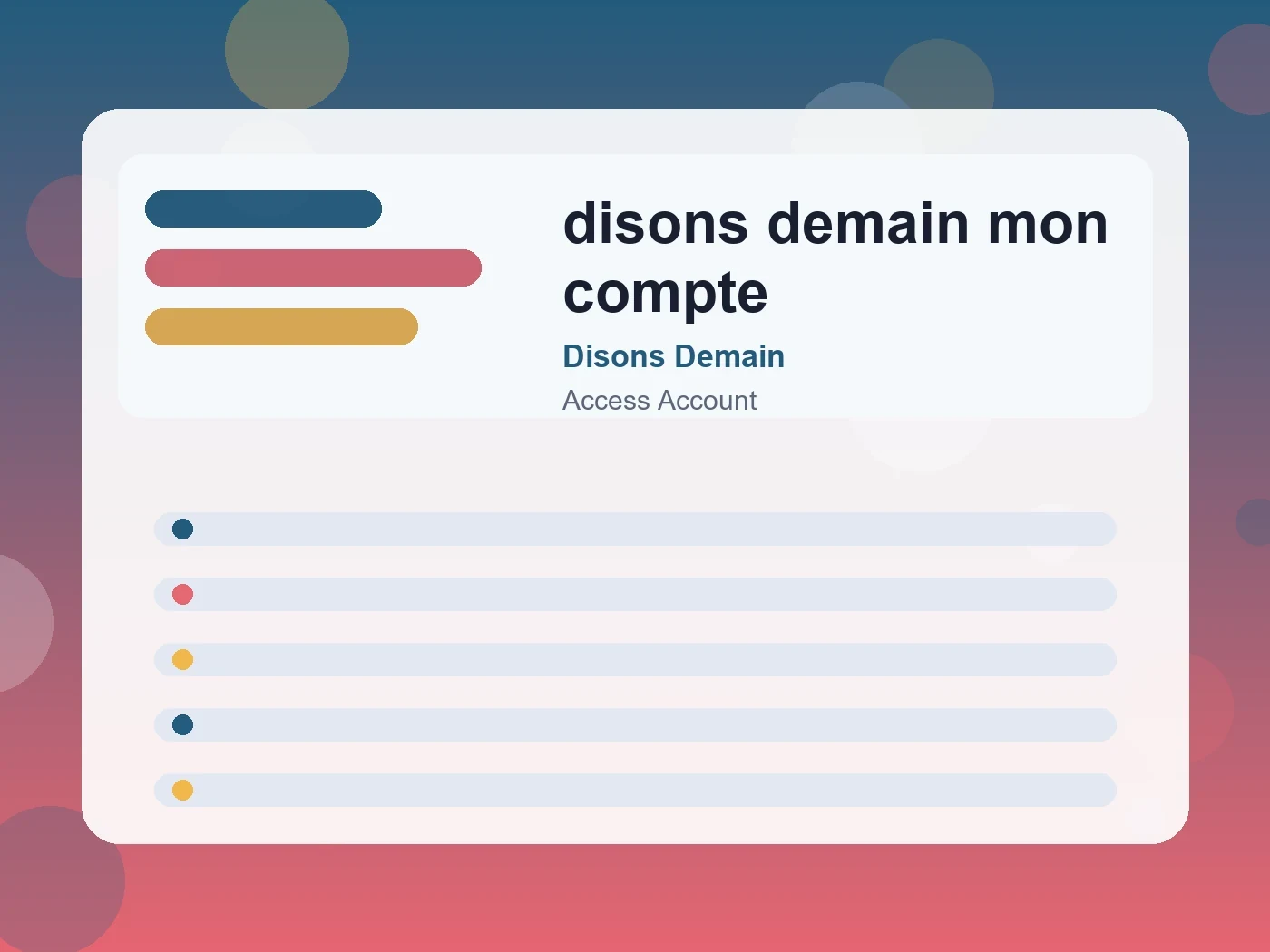 Disons Demain disons demain mon compte guide visual