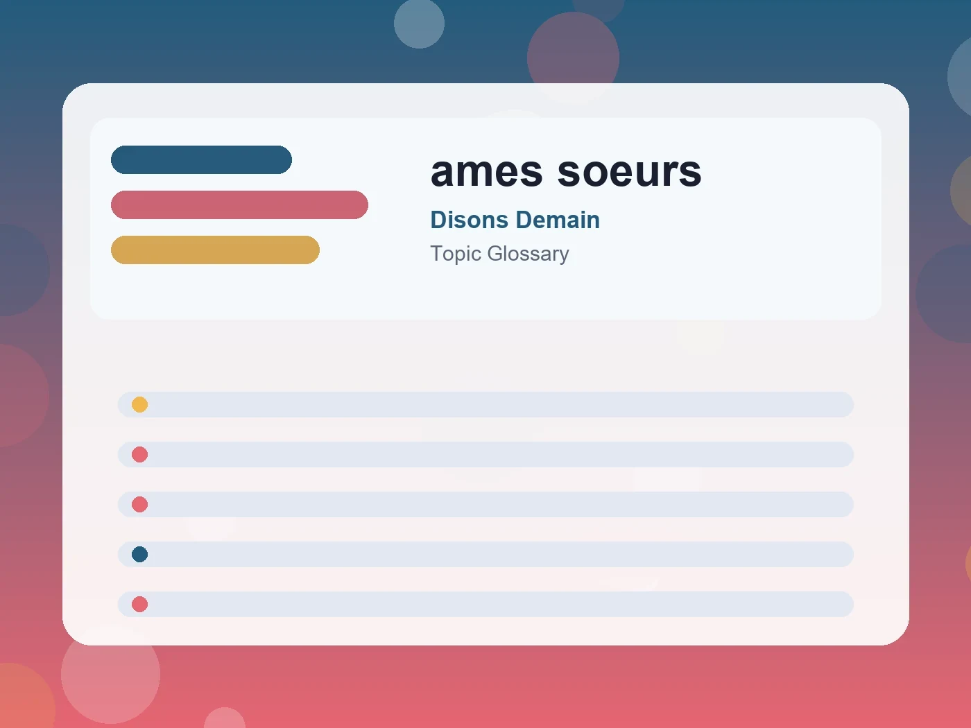 Disons Demain ames soeurs guide visual