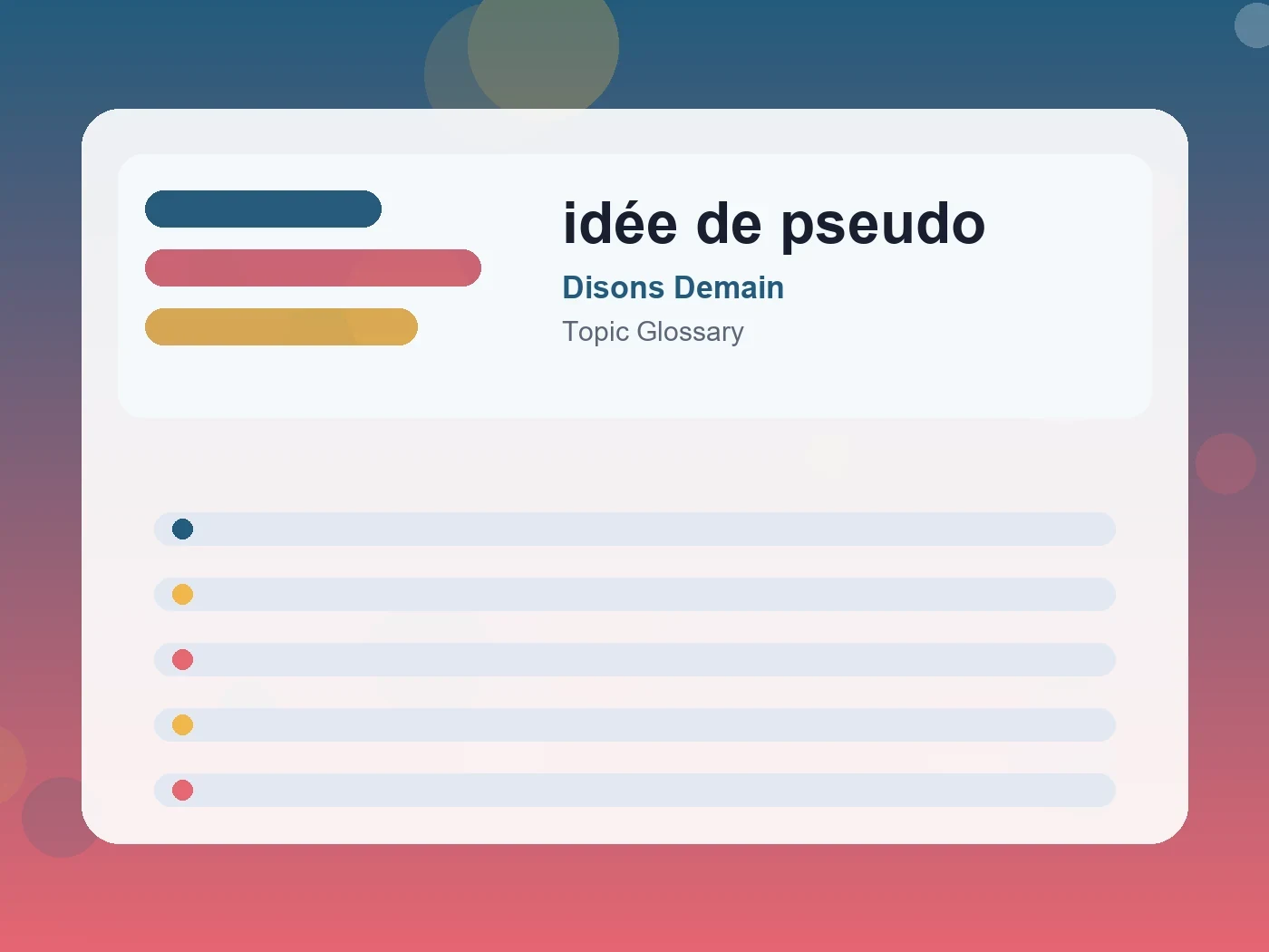 Disons Demain idée de pseudo guide visual