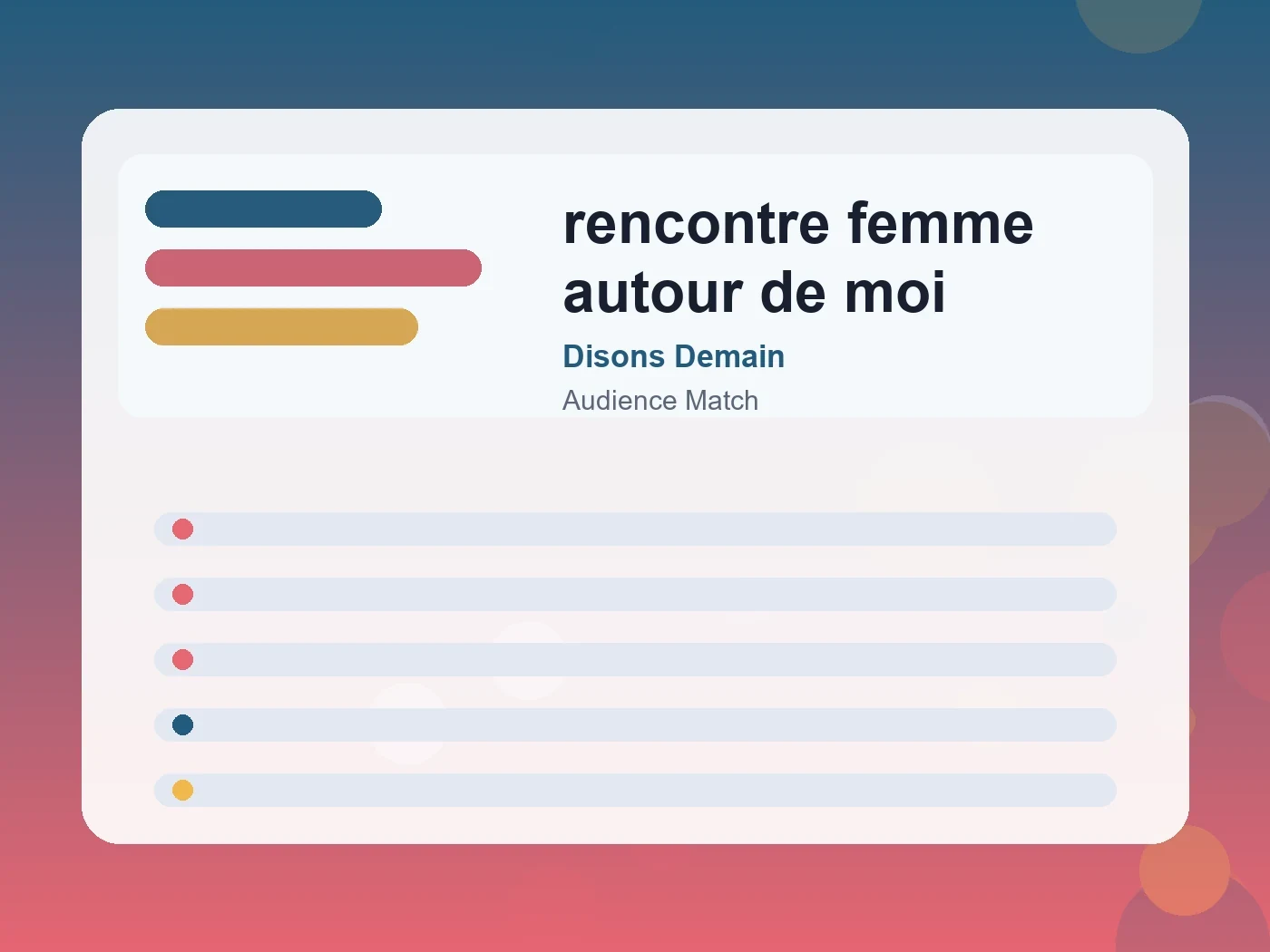 Disons Demain rencontre femme autour de moi guide visual