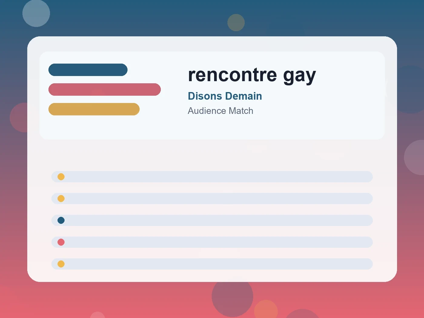 Disons Demain rencontre gay guide visual