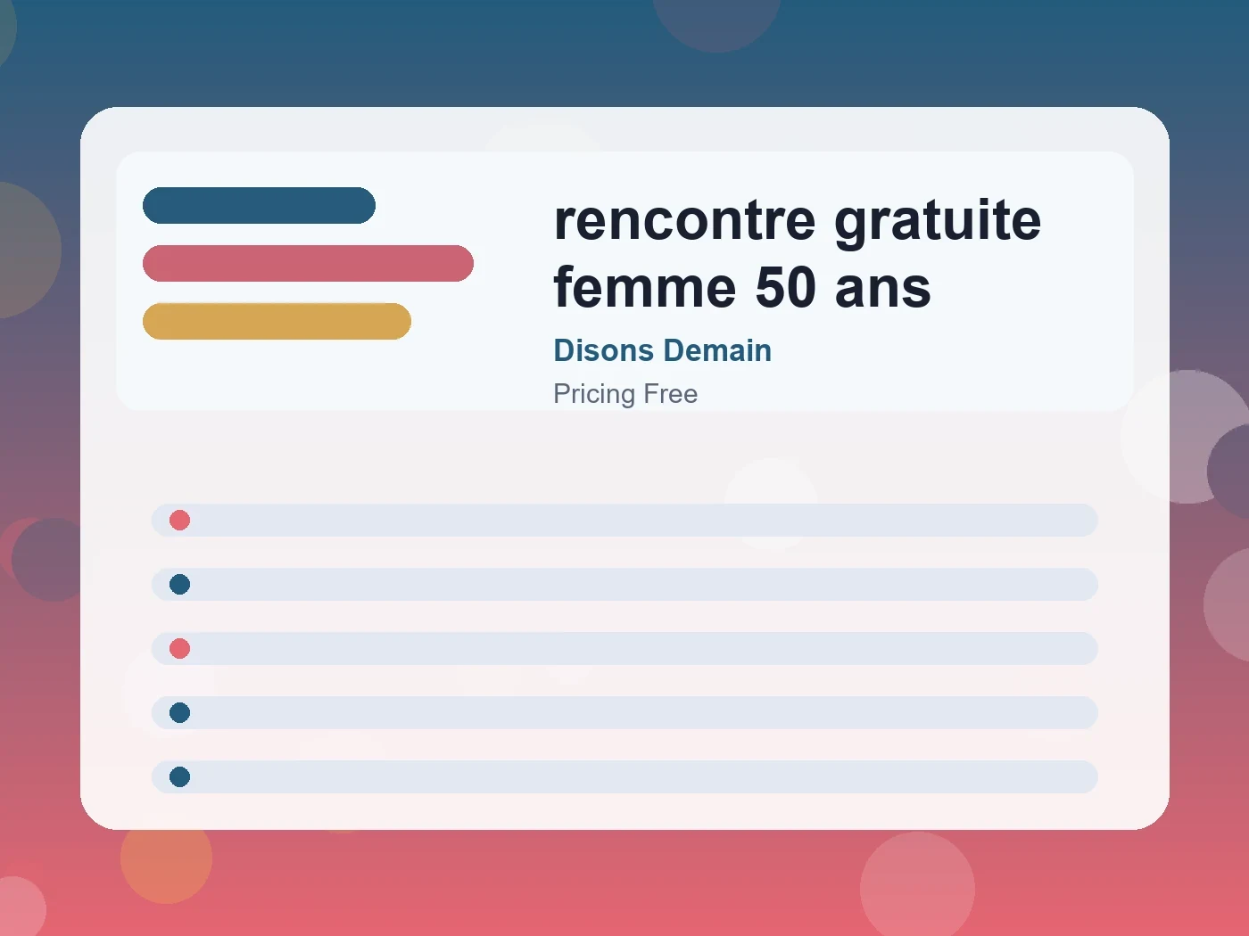 Disons Demain rencontre gratuite femme 50 ans guide visual