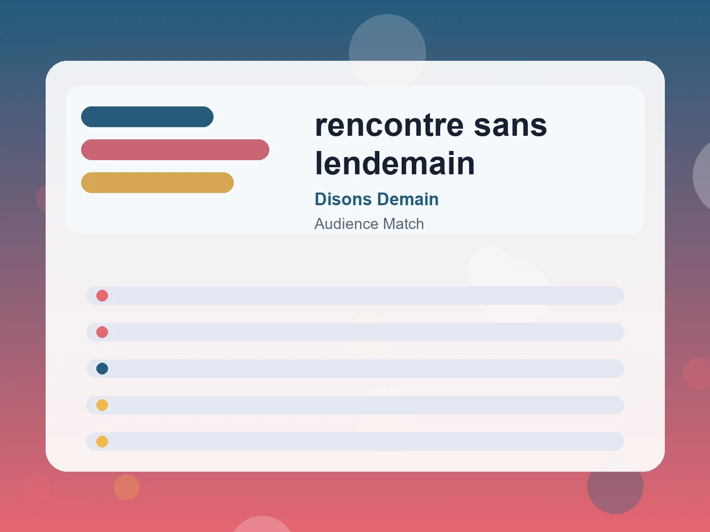 Disons Demain rencontre sans lendemain guide visual