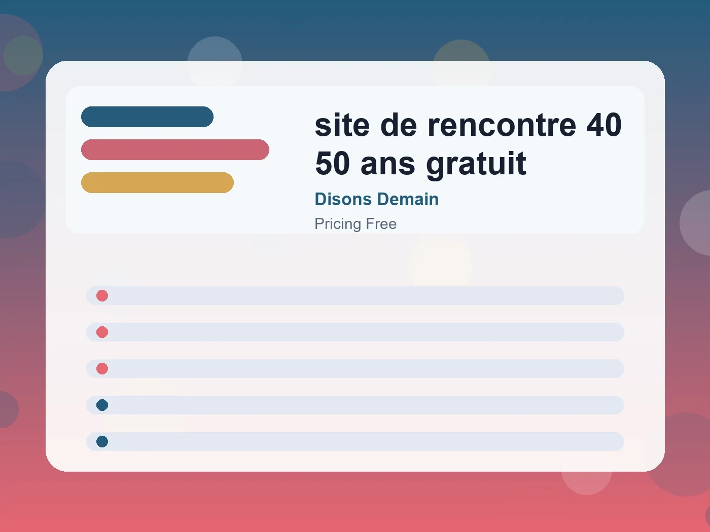 Disons Demain site de rencontre 40 50 ans gratuit guide visual