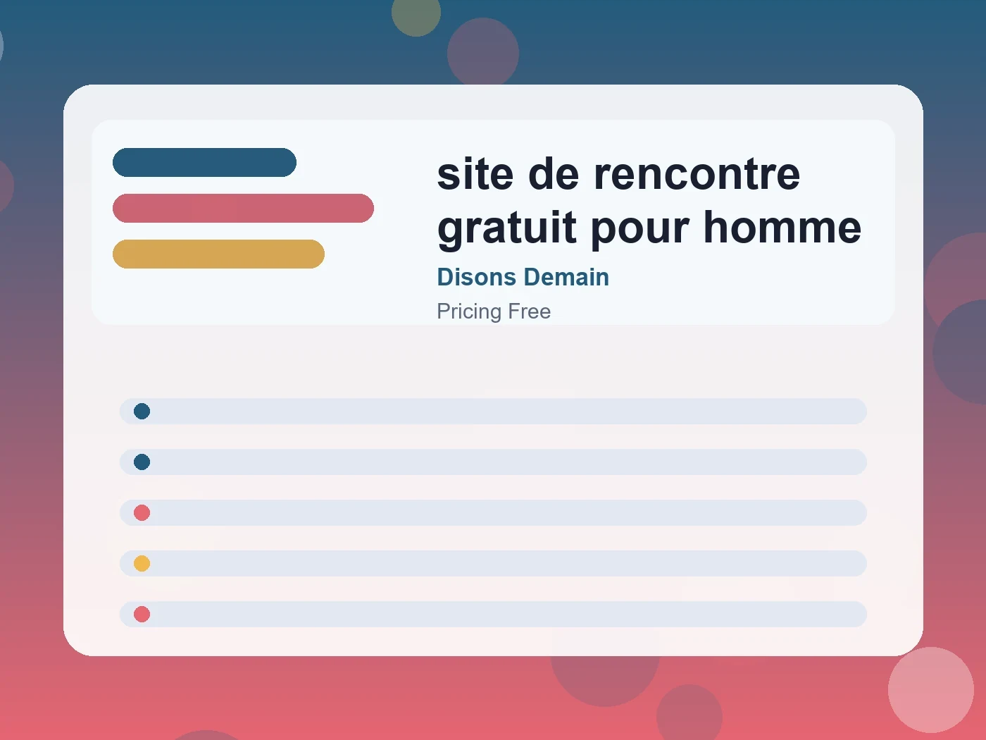 Disons Demain site de rencontre gratuit pour homme guide visual