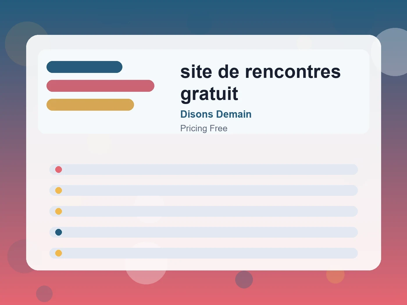 Disons Demain site de rencontres gratuit guide visual