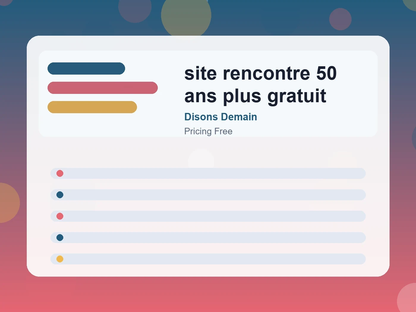 Disons Demain site rencontre 50 ans plus gratuit guide visual