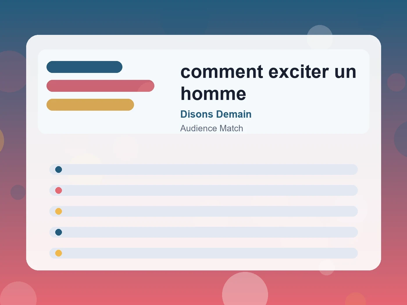 Disons Demain comment exciter un homme guide visual