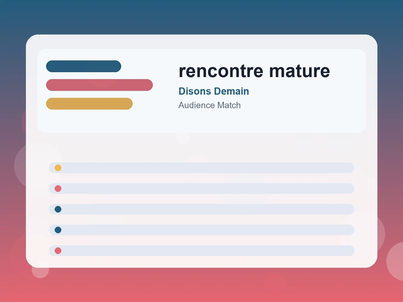 Disons Demain rencontre mature guide visual