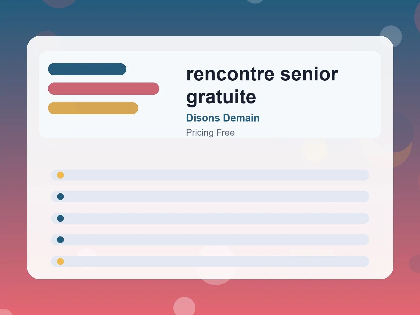Disons Demain rencontre senior gratuite guide visual